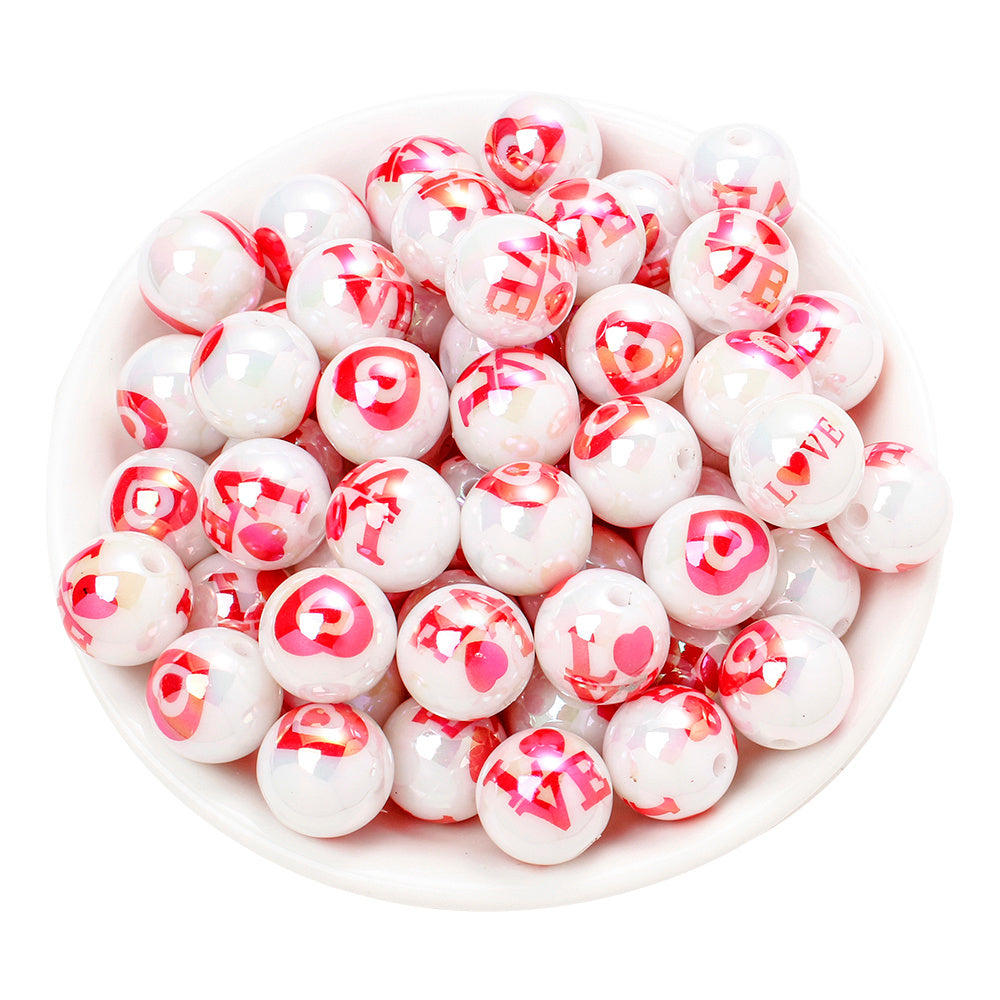 Valentine’s Day Heart-Printed Acrylic Beads