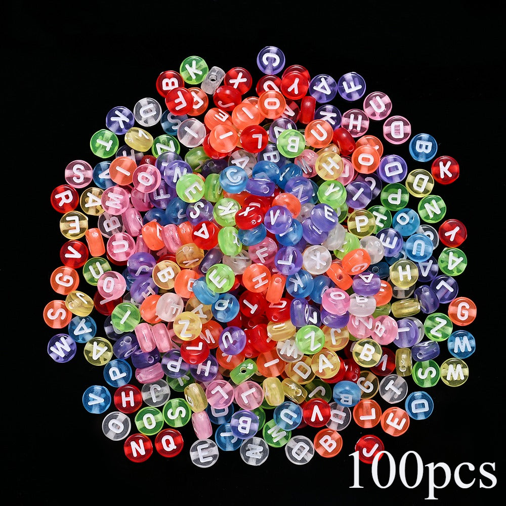 7mm Rainbow Acrylic Letter Beads