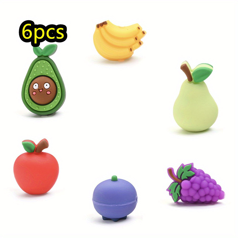 6pcs/set Fruit Theme Silicone Bead Set