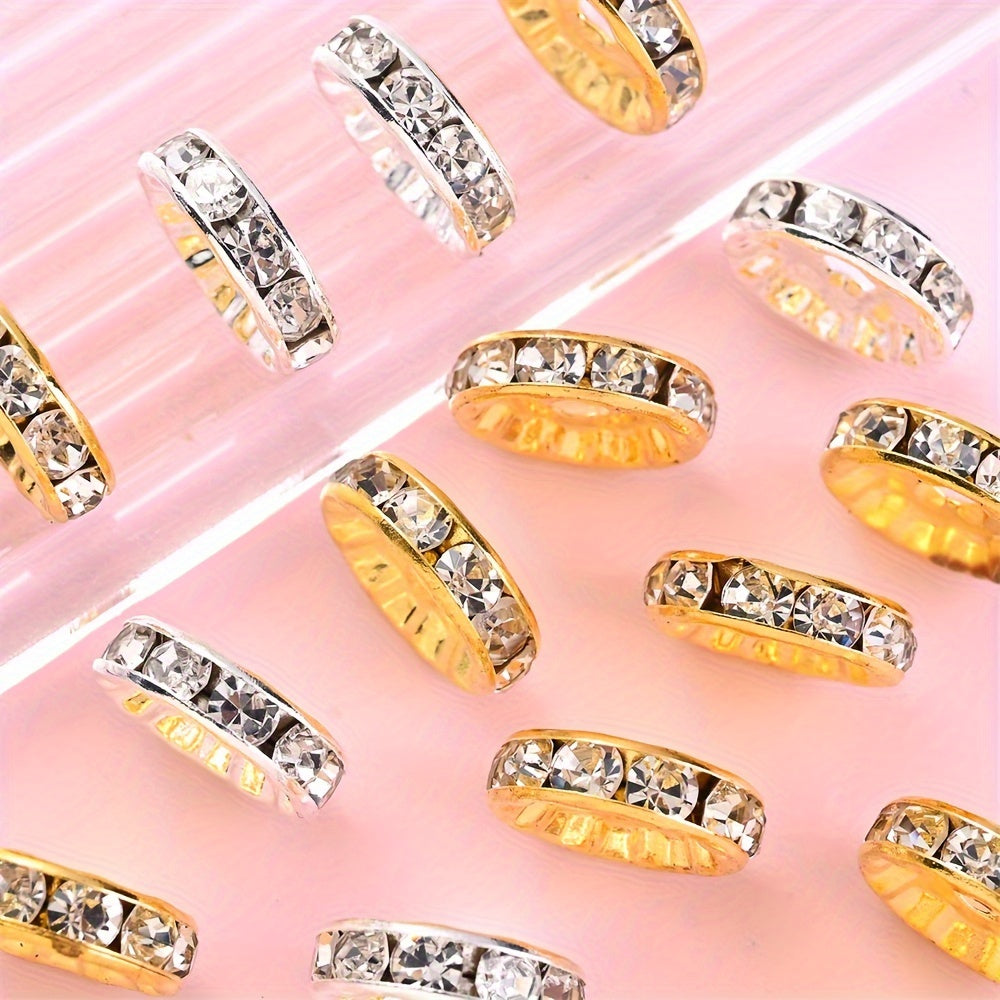 20pcs 4x12mm Sparkling Alloy Rhinestone Spacer Beads