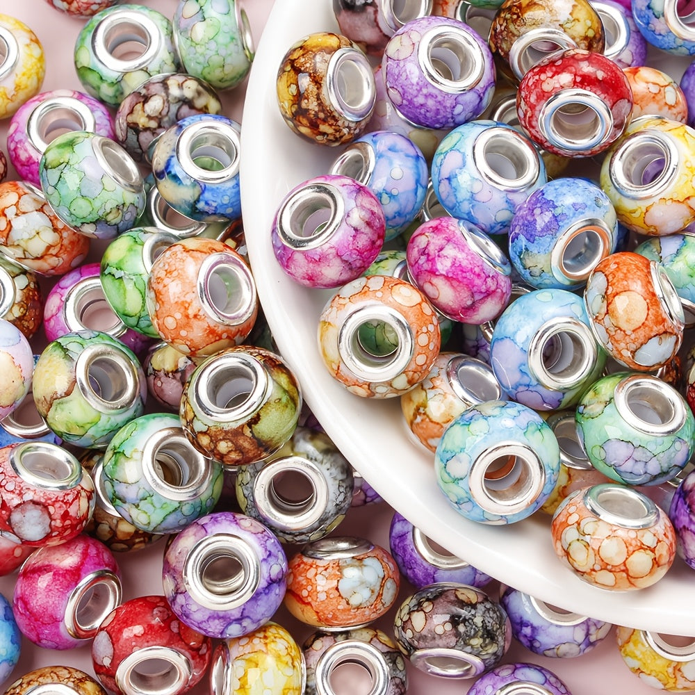 9×14mm Gradient Print Acrylic Flat Round Beads