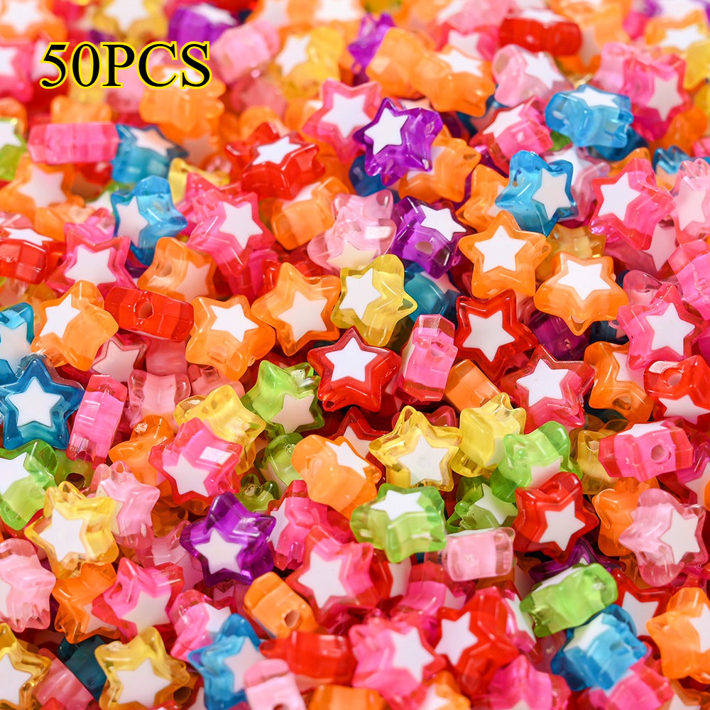 50pcs Colorful Star & Butterfly Acrylic Beads