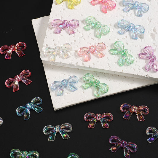 50pcs AB Mixed Color Hollow Bowknot Beads