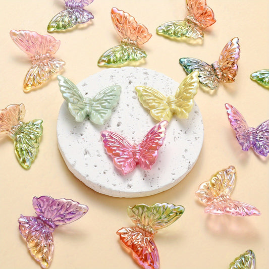 10pcs Gradient Crack Butterfly Acrylic Beads