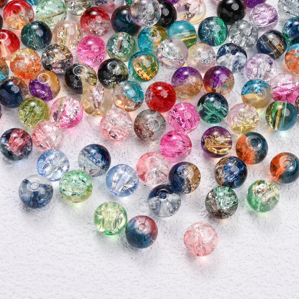 Gradient Crackle Glass Spacer Beads