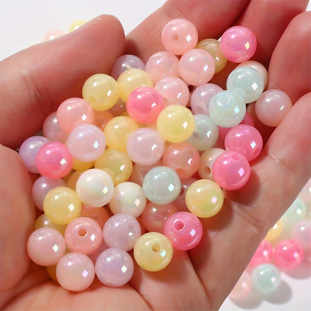 50/100pcs 8/10mm Candy Color AB Plated Acrylic Beads