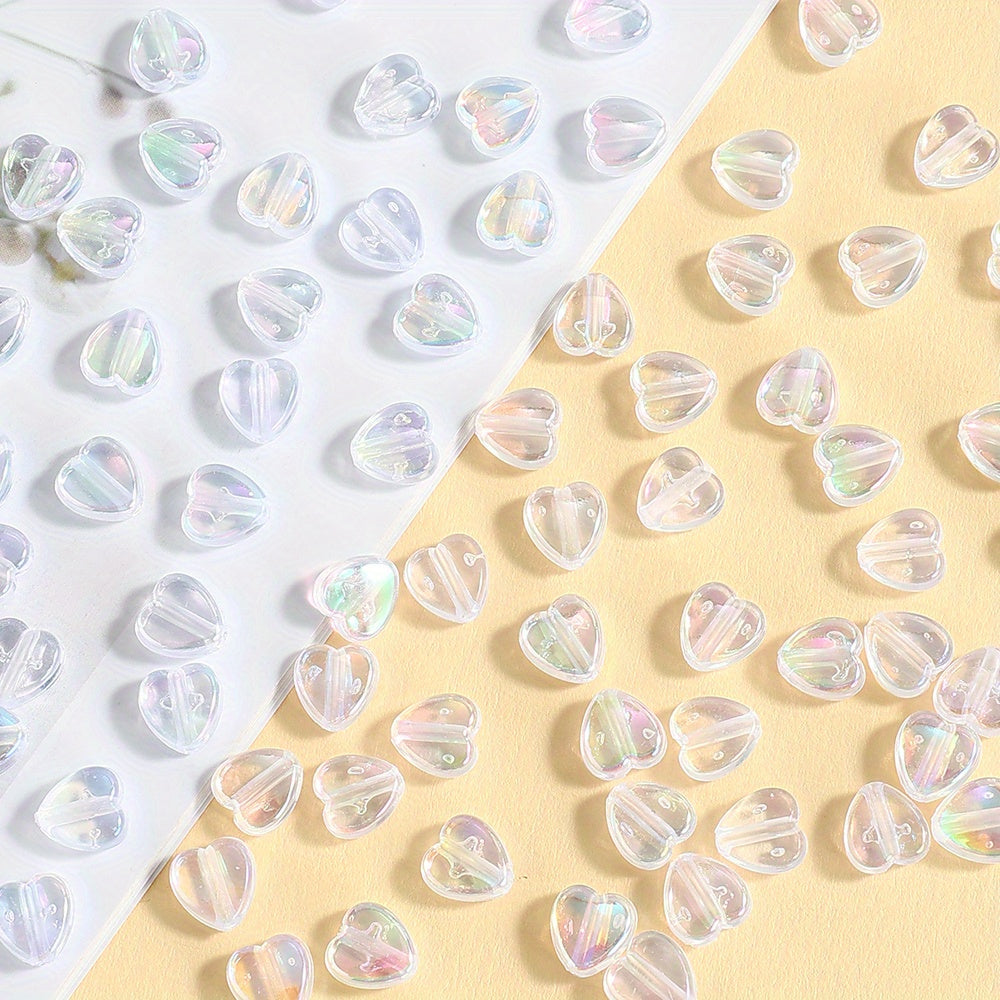 100pcs Colorful Heart Acrylic Beads