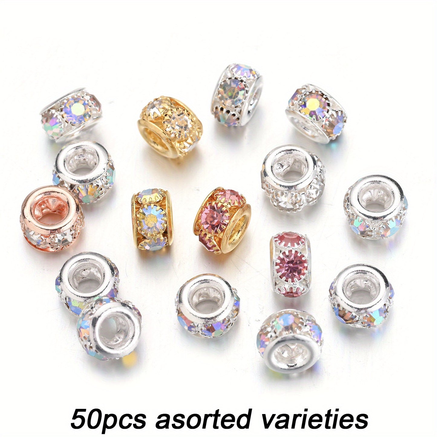 Transparent Glass AB Geometric Rhinestone Spacer Beads