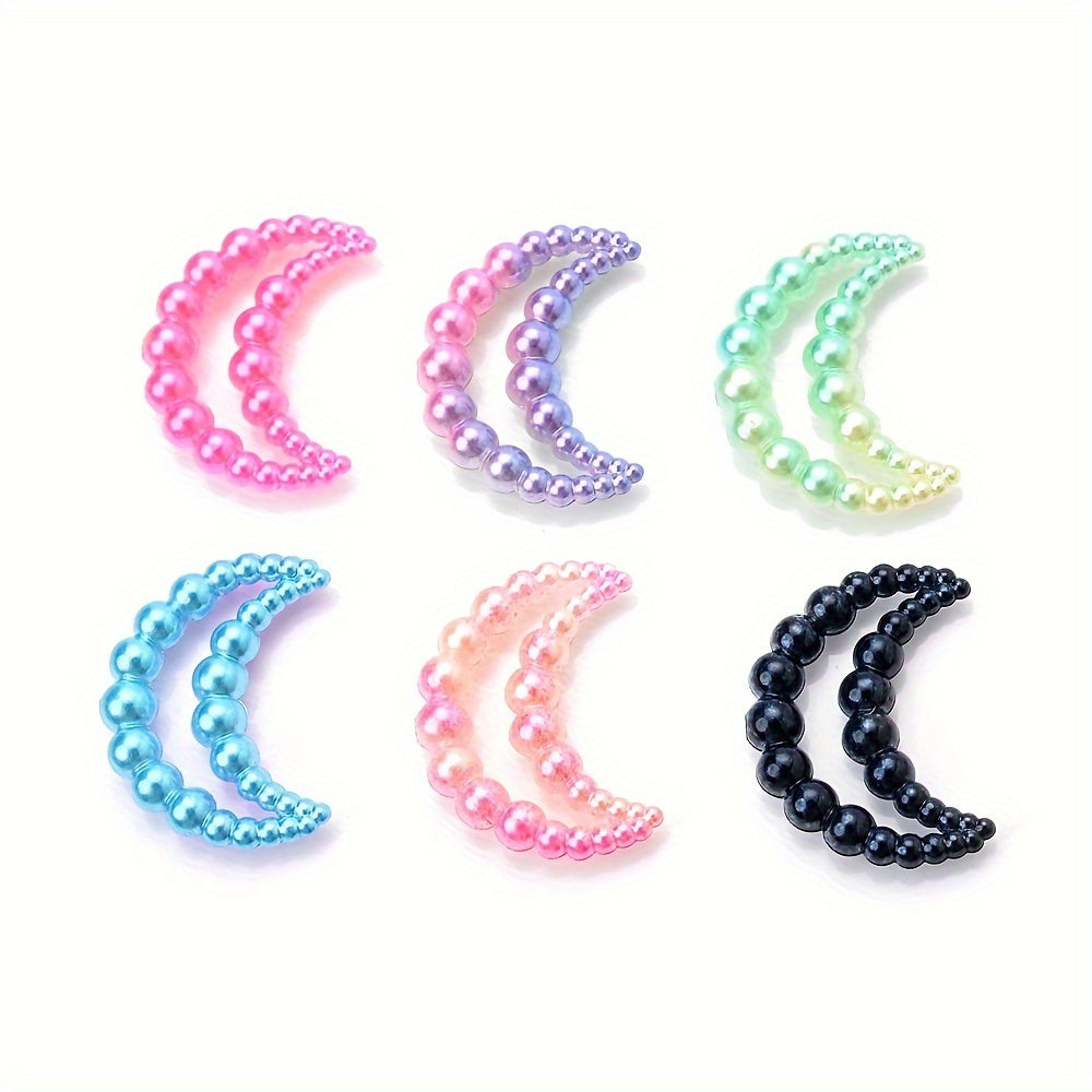 100pcs 8x15mm Gradient Acrylic Moon Beads