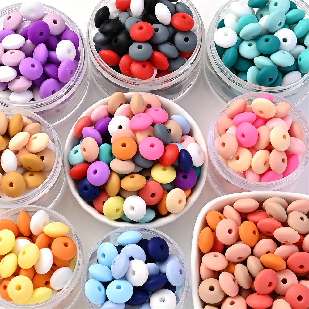 50pcs 12mm Silicone Lentil Abacus Beads