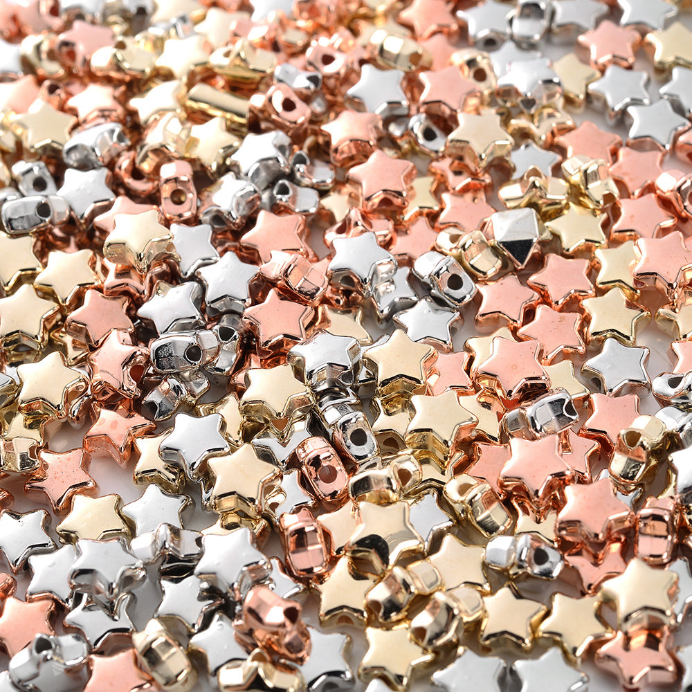 5x6mm Glitter Cylinder Shiny Mix Acrylic Spacer Beads