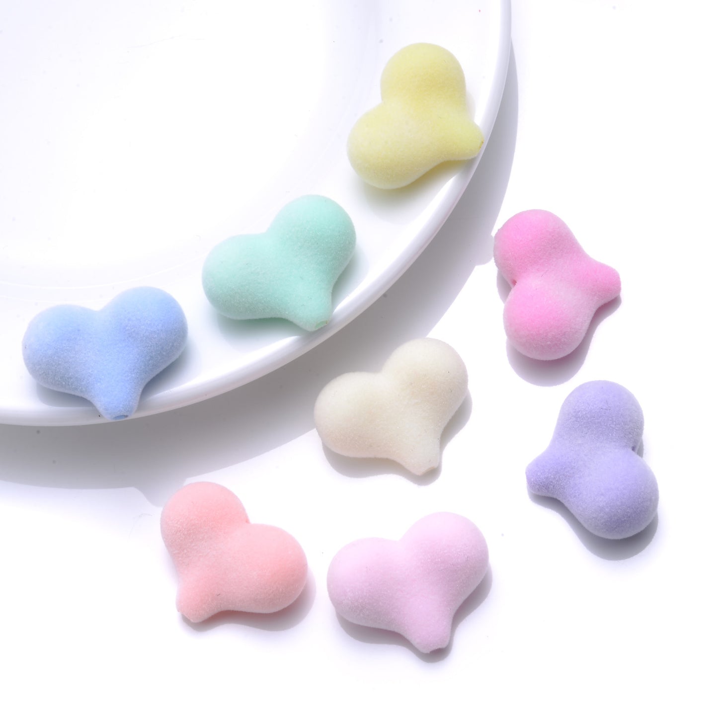10pcs Macaron Mix Color Acrylic Heart Beads