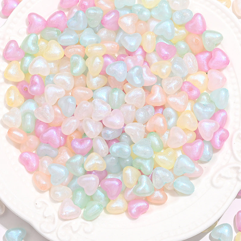 50pcs 9x11mm Acrylic Mermaid Love Heart Beads