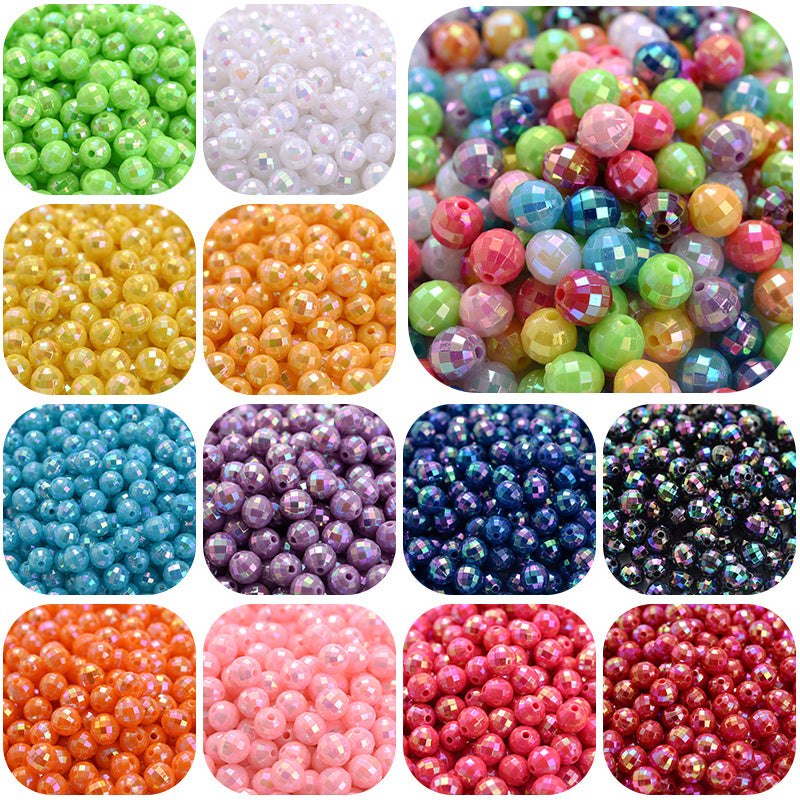 100pcs 8mm Multicolor Shiny Disco Acrylic Beads