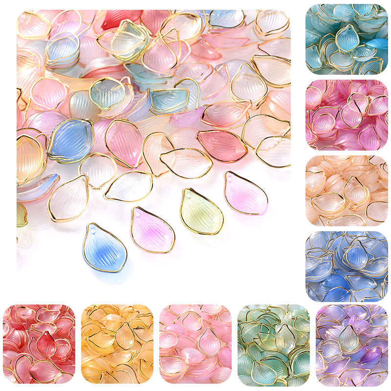50pcs 15x22mm Acrylic Petal Flower Beads