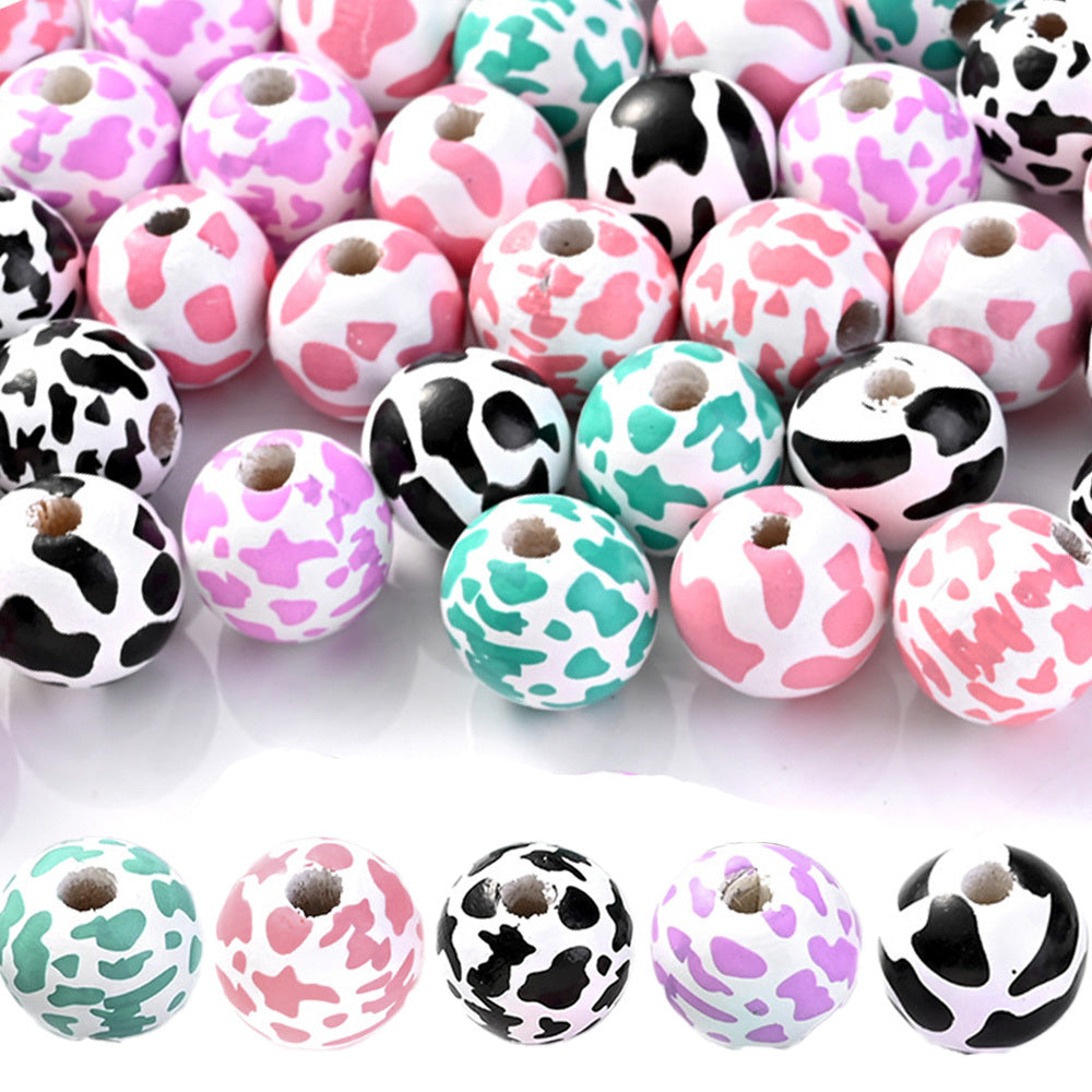 8mm White Black Round Acrylic Gold Wire Drawing Pattern Beads