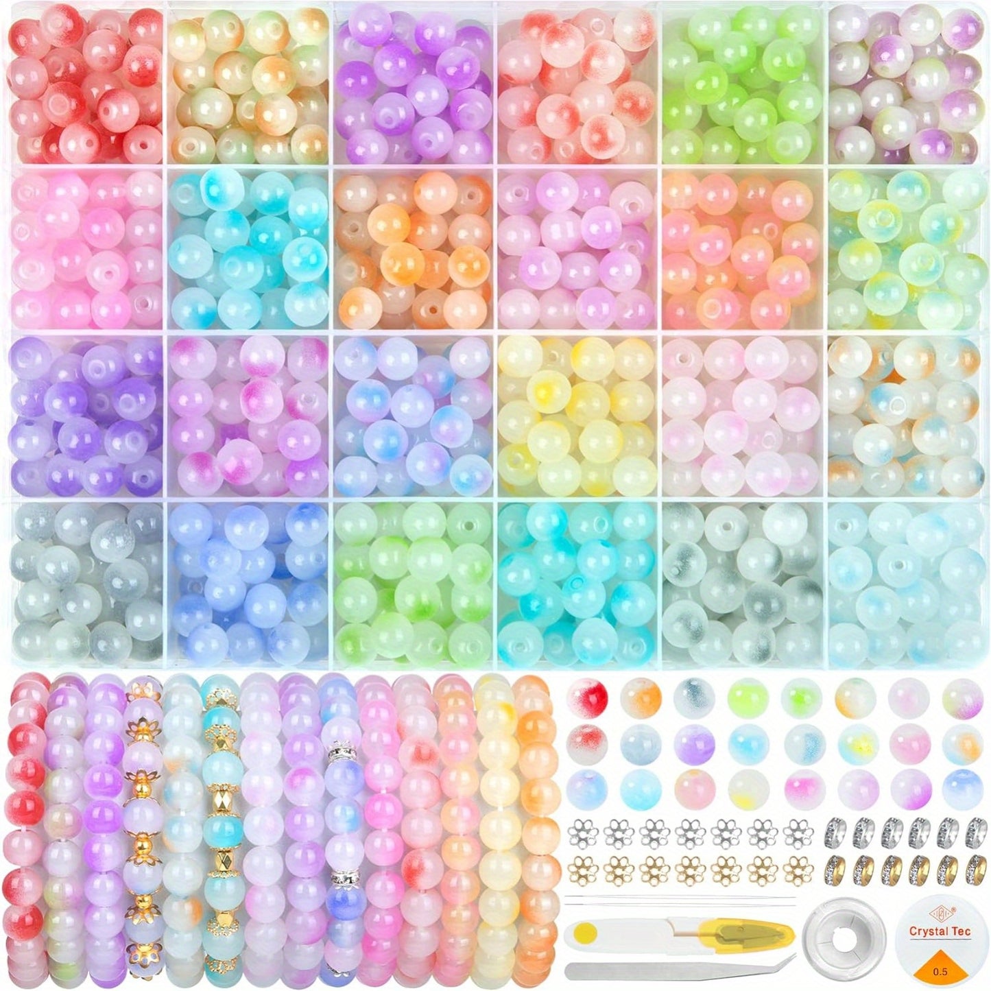 6x9mm 24-Color Rainbow Acrylic Pony Beads