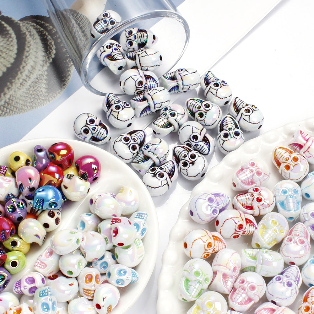 AB Color Skull Halloween Acrylic Beads