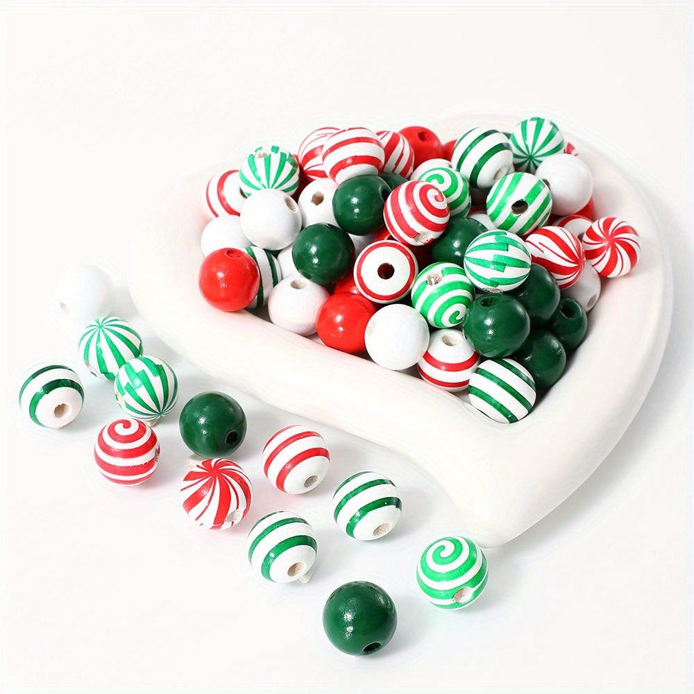 16mm Christmas Wooden Round Beads