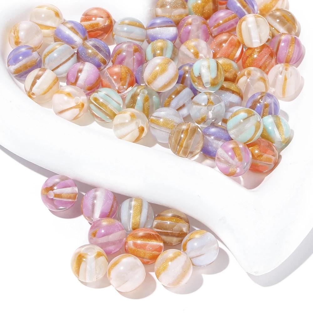 AB Color Tricolor Resin Round Spacer Beads