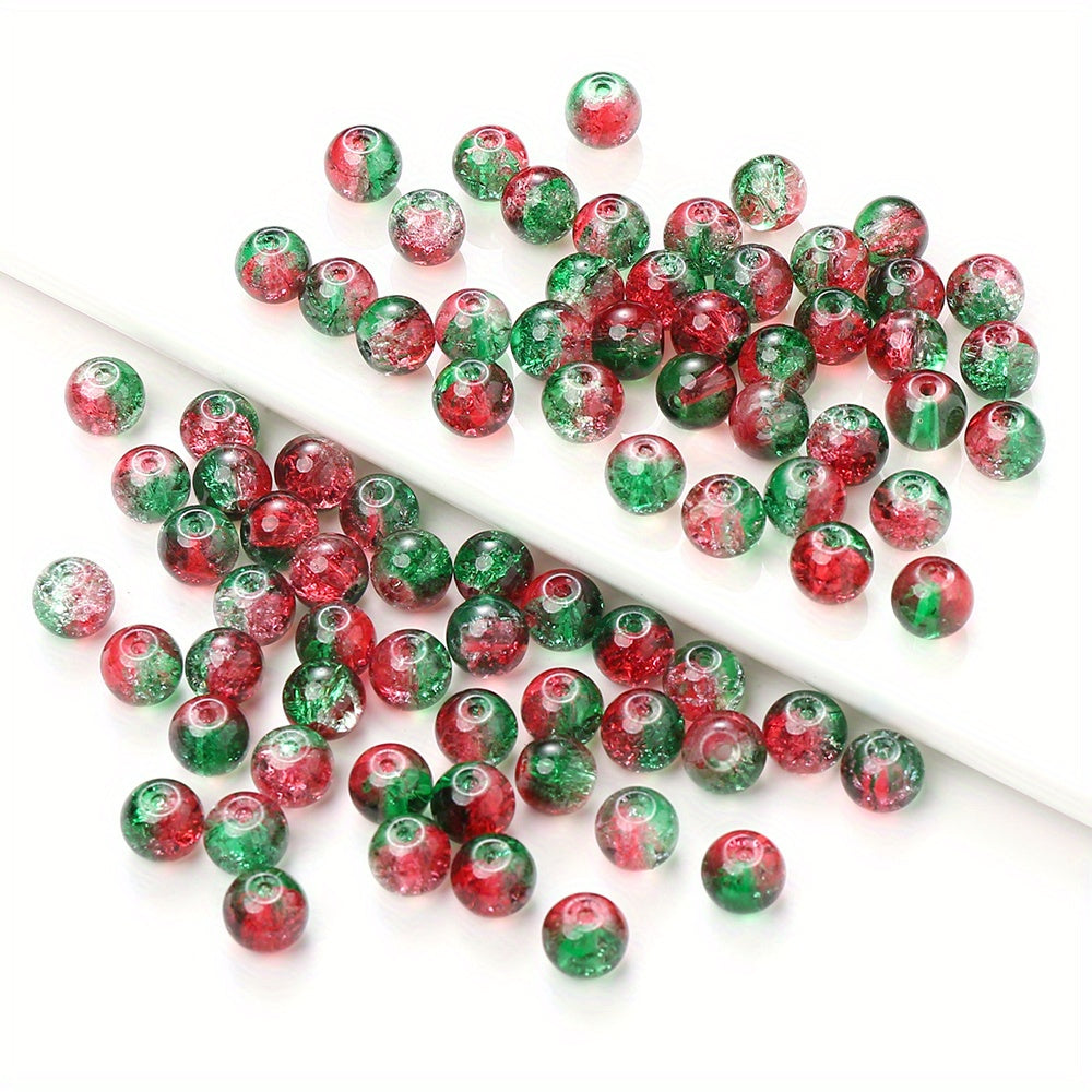 100pcs 8mm Christmas Crack Glass Beads