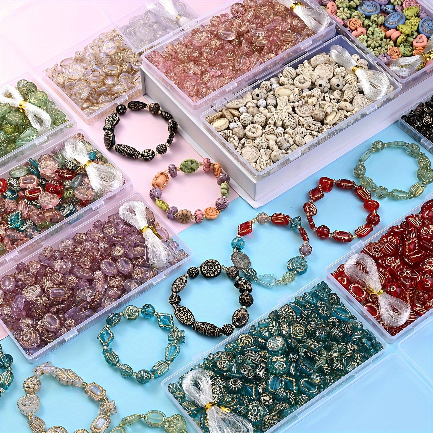 6mm 7-Color Flower Shape Plastic Beads