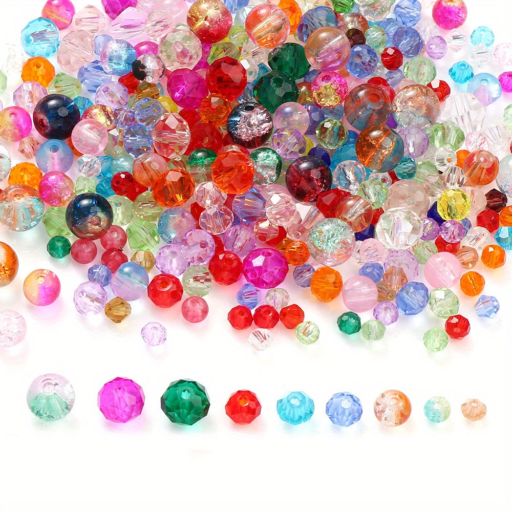 Crackle Glass Faceted Bicone Beads