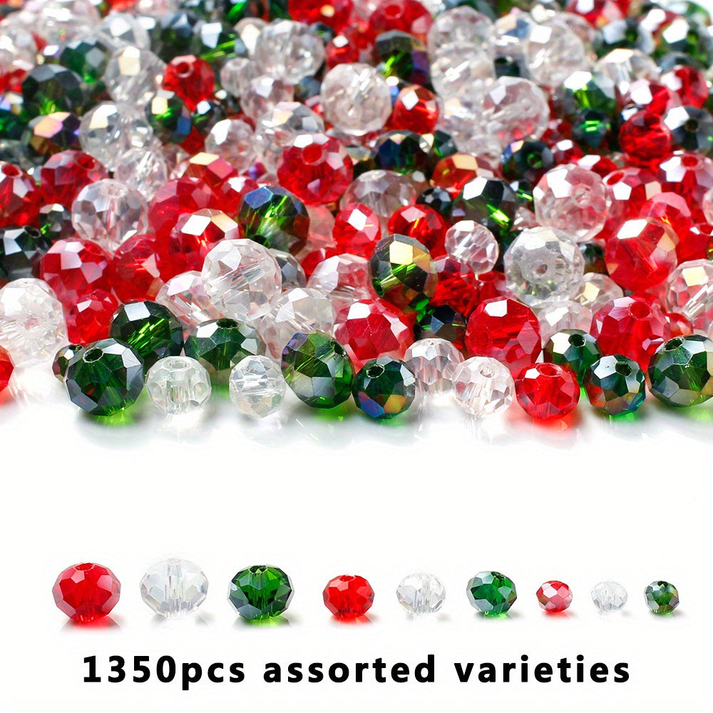 Christmas Mix Size Faceted Crystal Spacer Beads