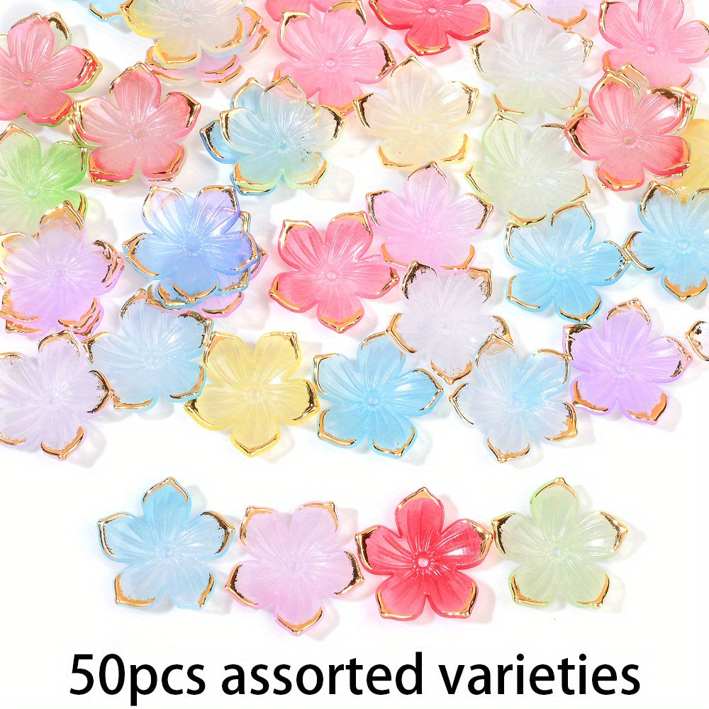 23×24mm Golden Edge Flower Acrylic Beads