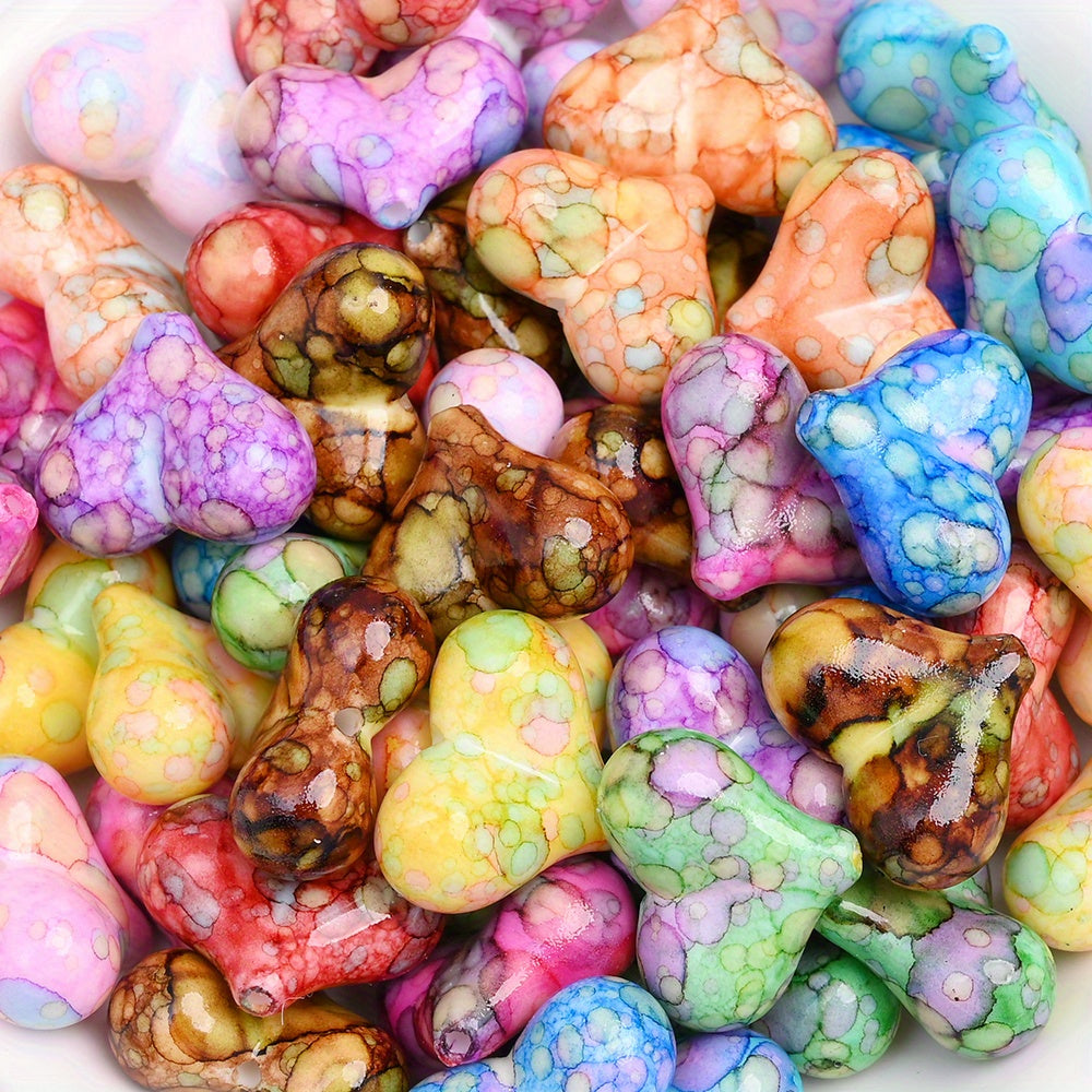 10/20pcs Acrylic Ink Wash Peach Heart Beads
