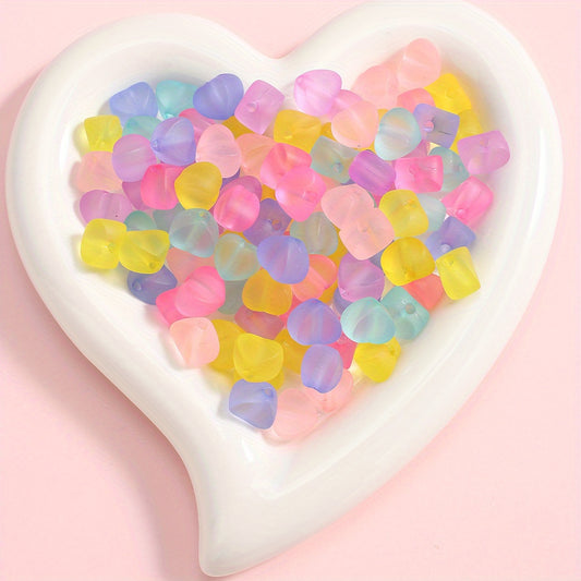 50pcs Mixed Color Heart Acrylic Matte Beads