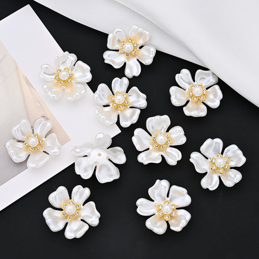 White Acrylic Flower Flatback Beads