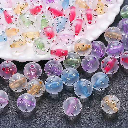 10pcs 16mm Frosted Starfish Pattern Acrylic Beads