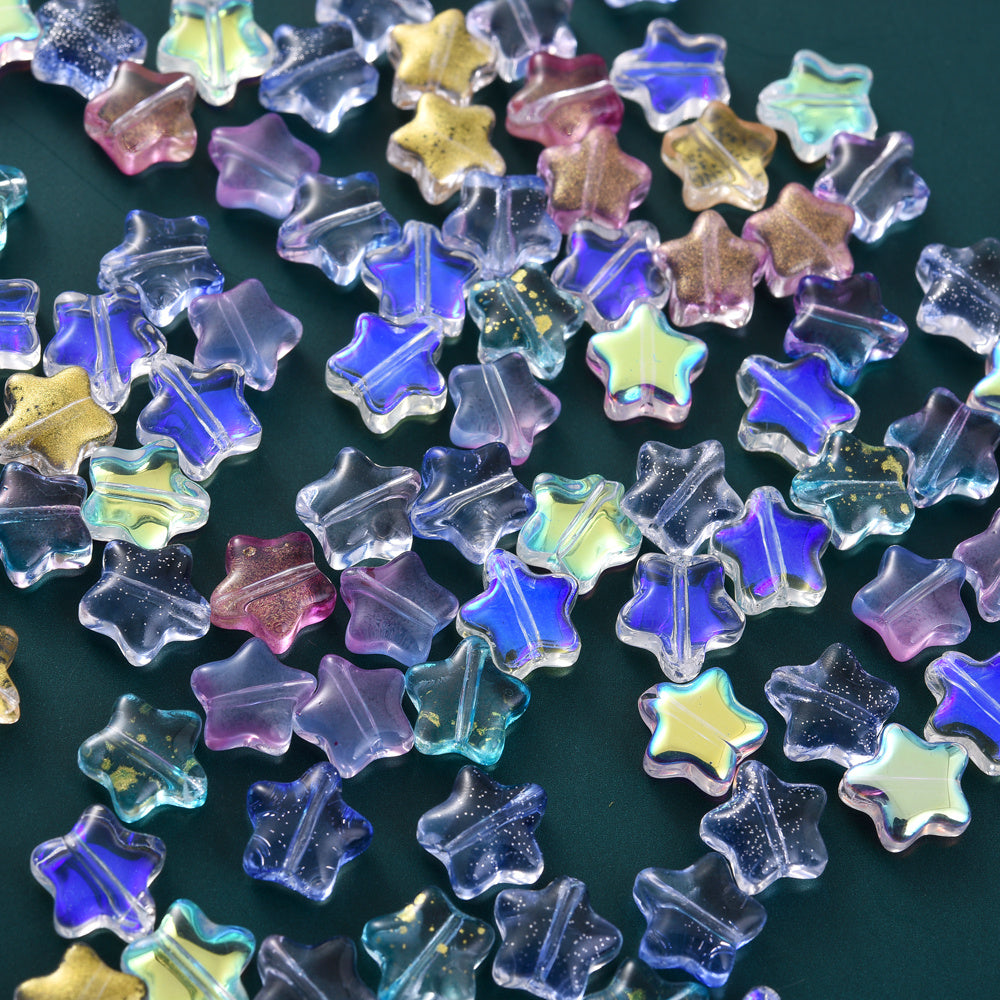 Multicolor Glass Star Spacer Beads