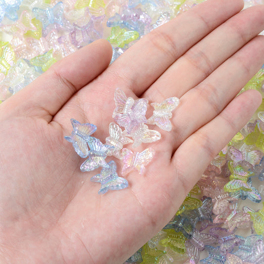 30pcs 13x15mm Colorful Butterfly Acrylic Beads