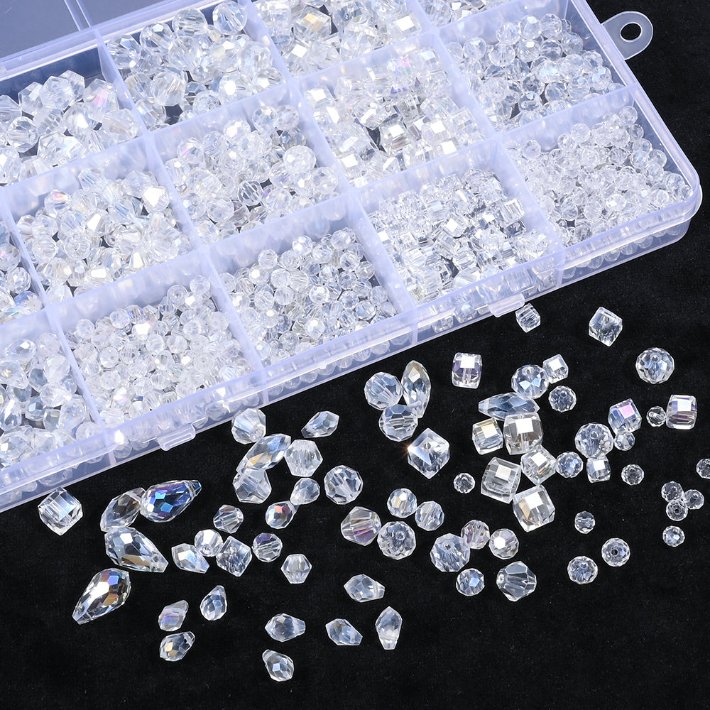 1000pcs/set Transparent AB Crystal Glass Bead Kit
