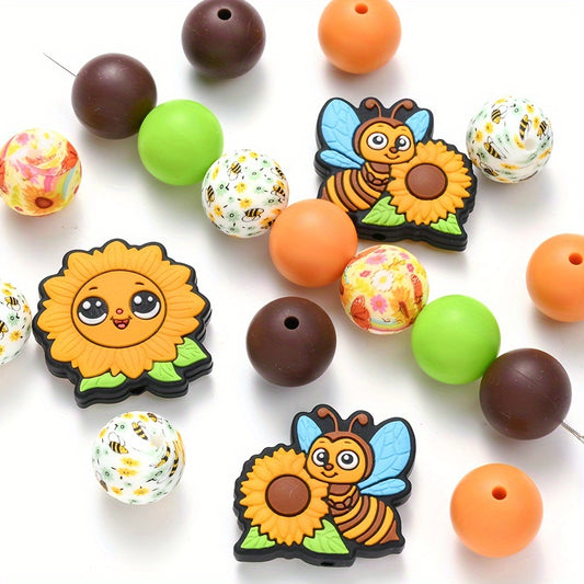 54pcs/set 15mm Silicone Sunflower Focal Beads