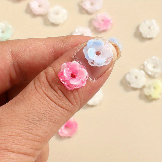 50pcs 12mm Shiny Resin Gradient Flower Beads