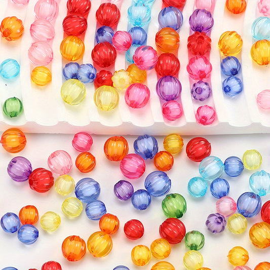100/200pcs 8/10mm Rainbow Pumpkin Acrylic Beads