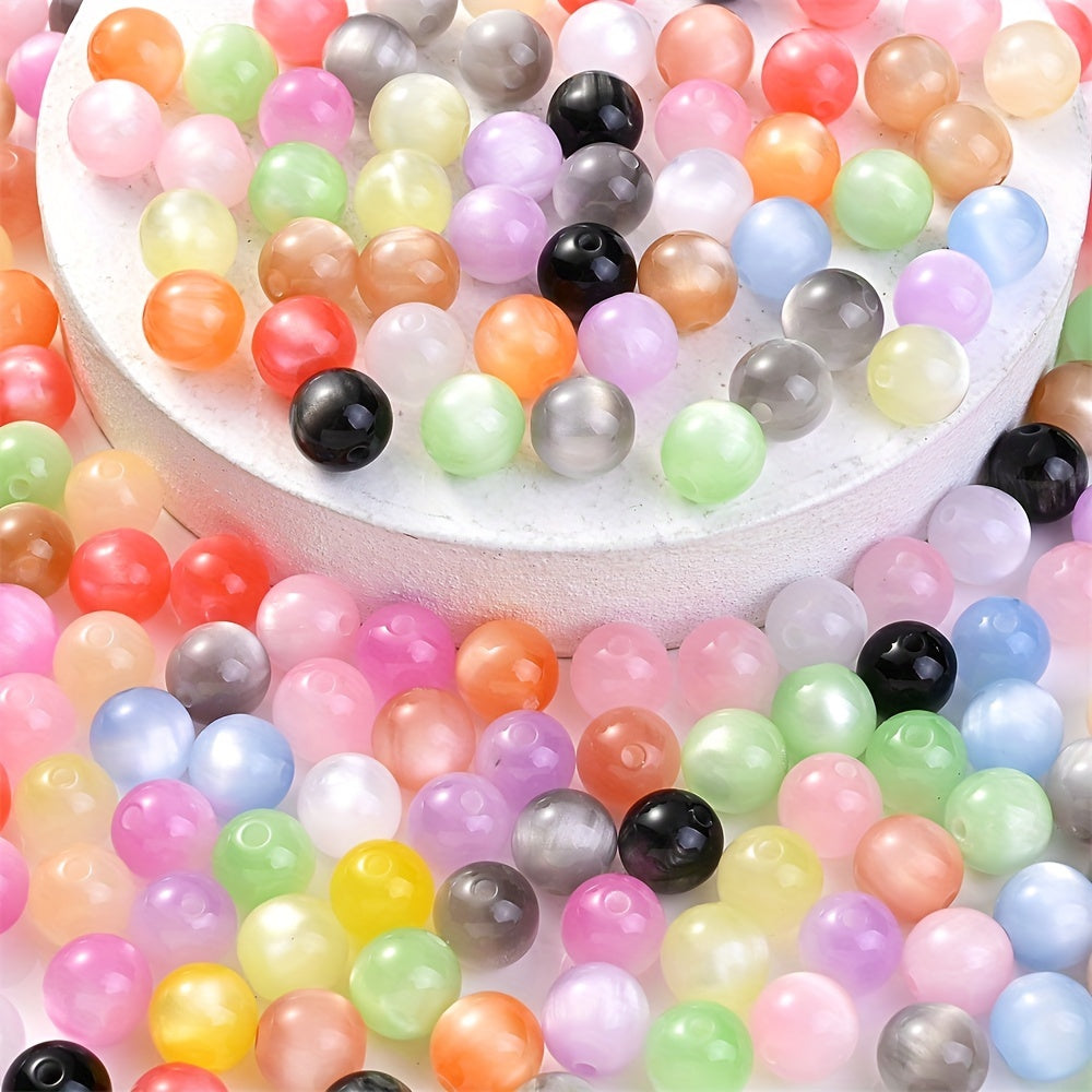 10/30pcs 8/10mm Resin Cat Eye Beads