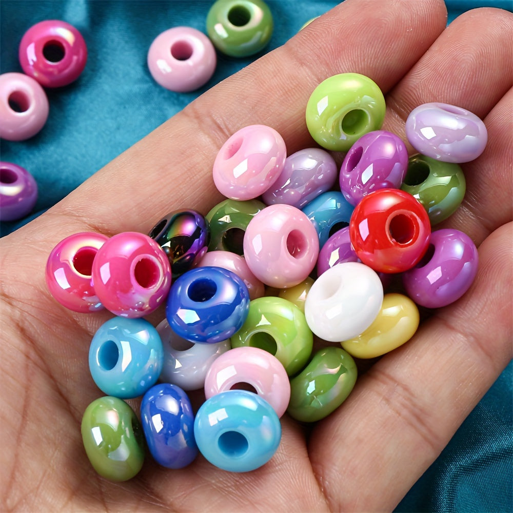 30-Piece Assorted Gradient Double Color Flat Round Acrylic Big Hole Spacer Beads