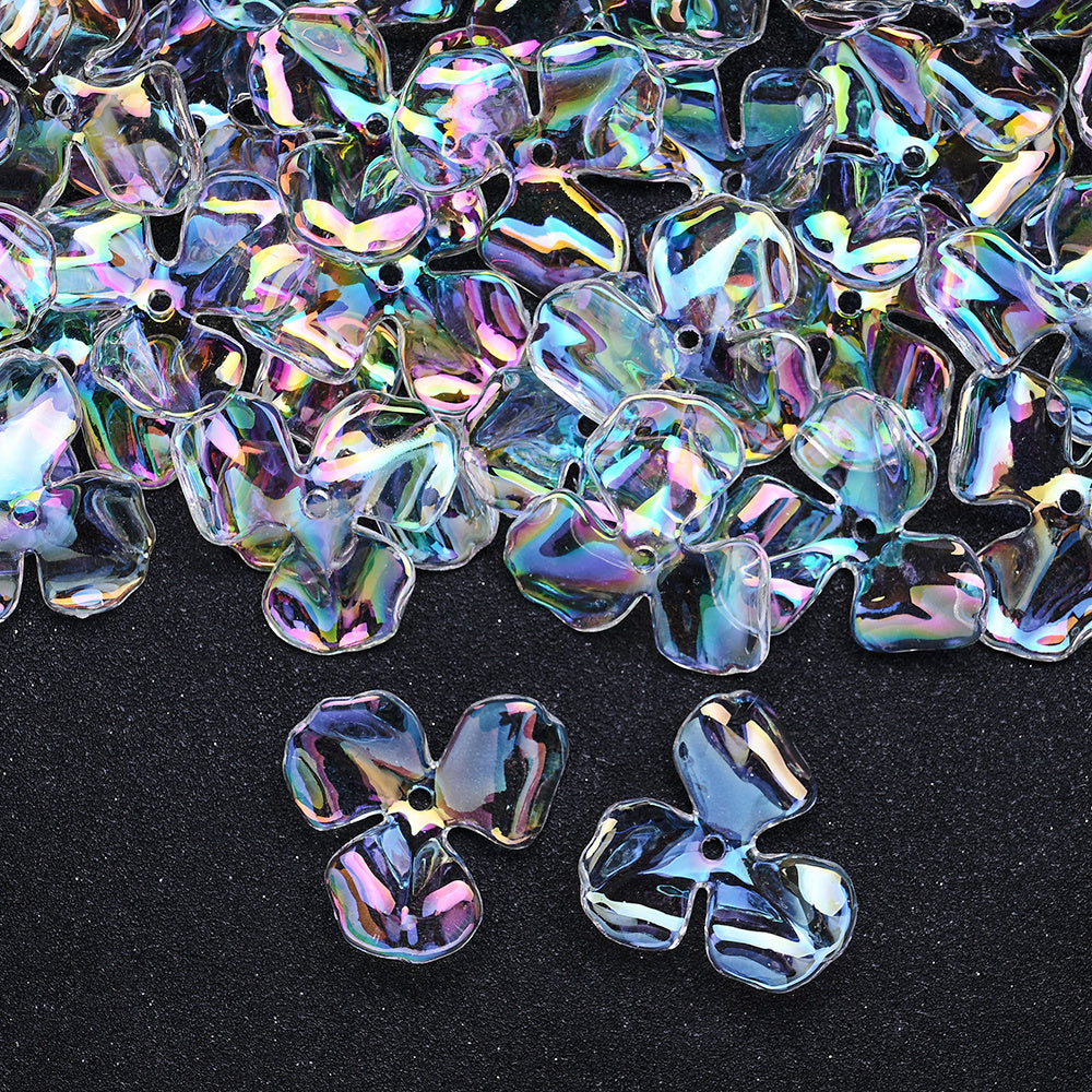 30x35mm UV Coated Floral Acrylic Beads