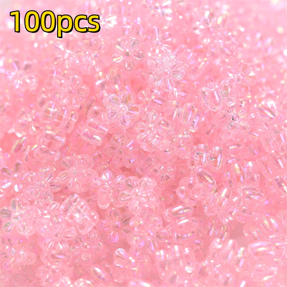 100pcs 4x7mm AB Color Flower Acrylic Beads