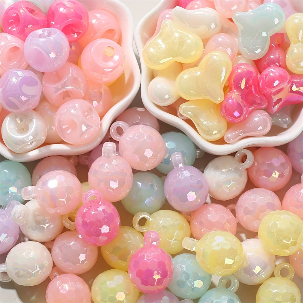 10/20pcs AB Plated Acrylic Heart Square Pendant Beads
