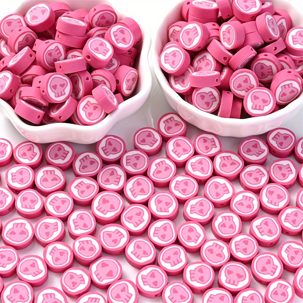 Pink Skeleton Head Beads