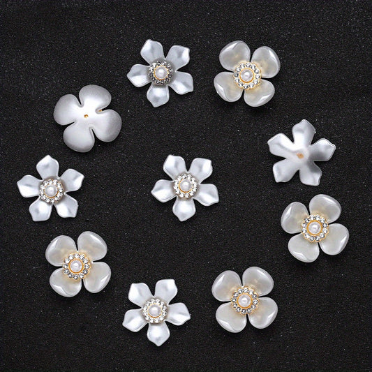 20pcs/set Flower Charm Beads with Artificial Pearl and Rhinestone