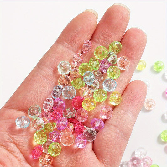 200pcs 8mm Transparent Candy Color Acrylic Round Beads