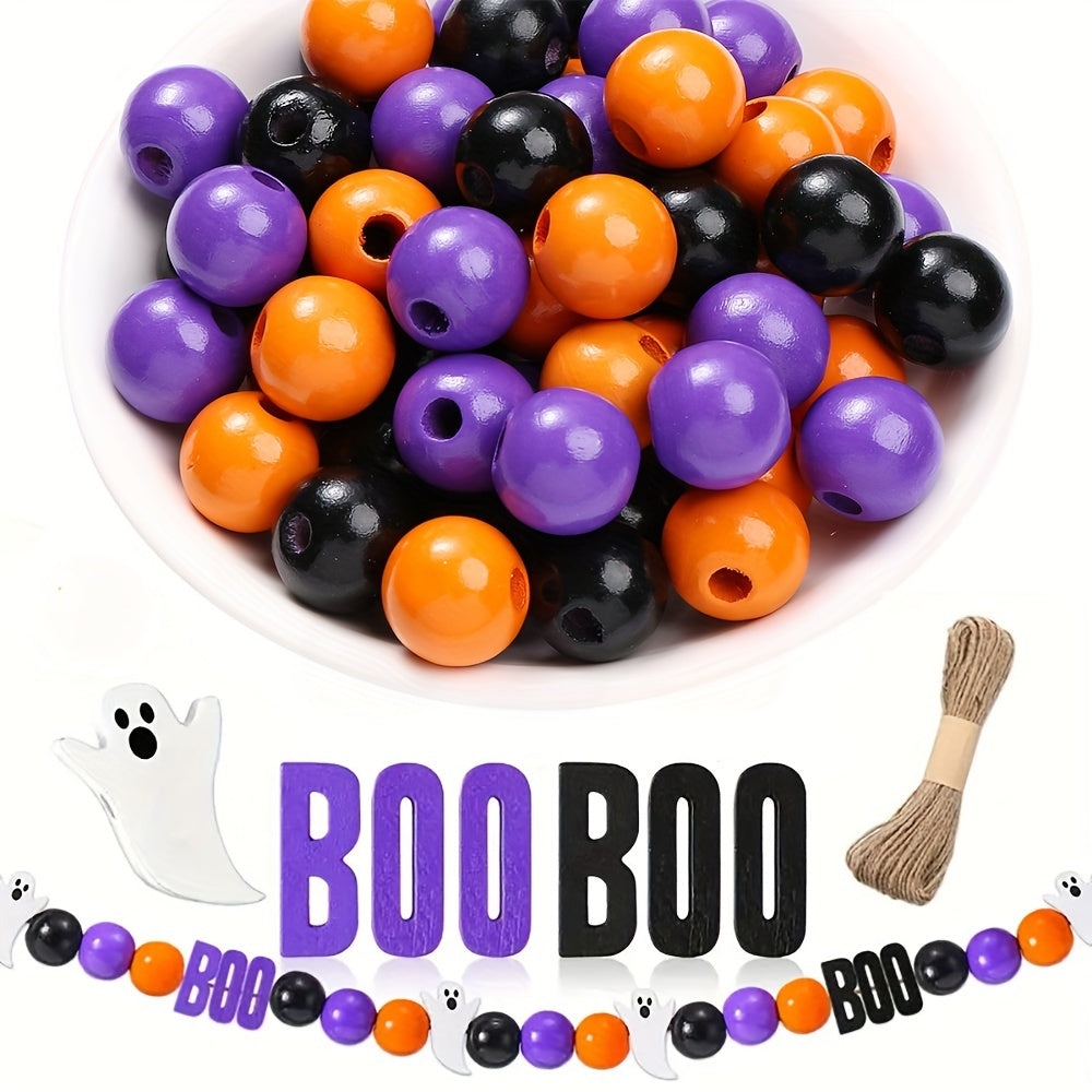 Halloween Wood Round Spacer Beads