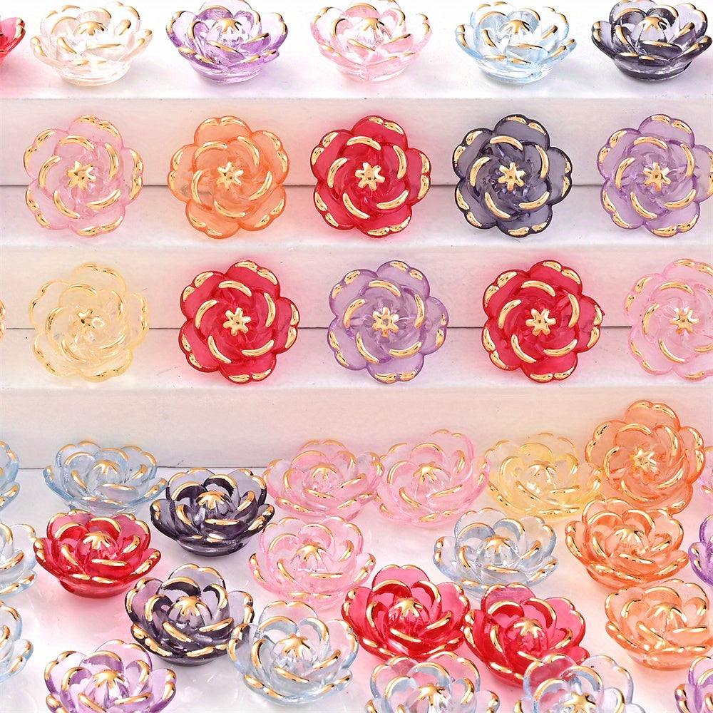 20pcs 17mm Golden Edge Rose Acrylic Beads