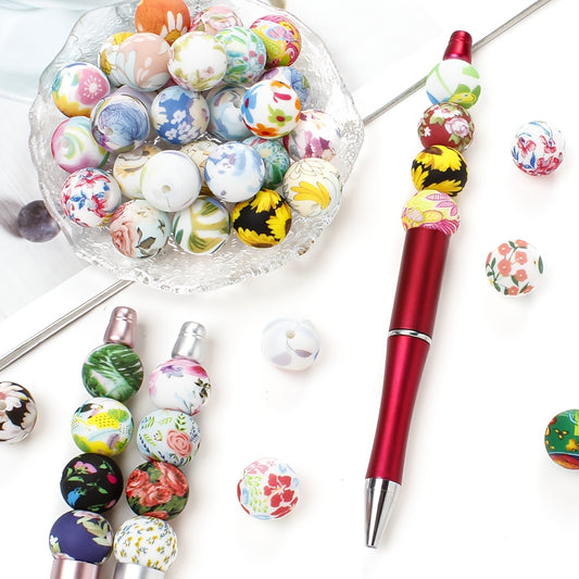 30/50pcs 15mm Floral Silicone Beads